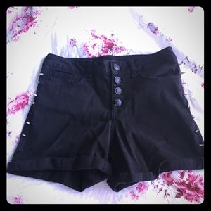 Hand Spiked Denim Shorts